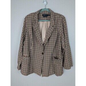 Studio by Torrid Blazer Womens 5 Brown Houndstooth Checked Career Stretch Jacket